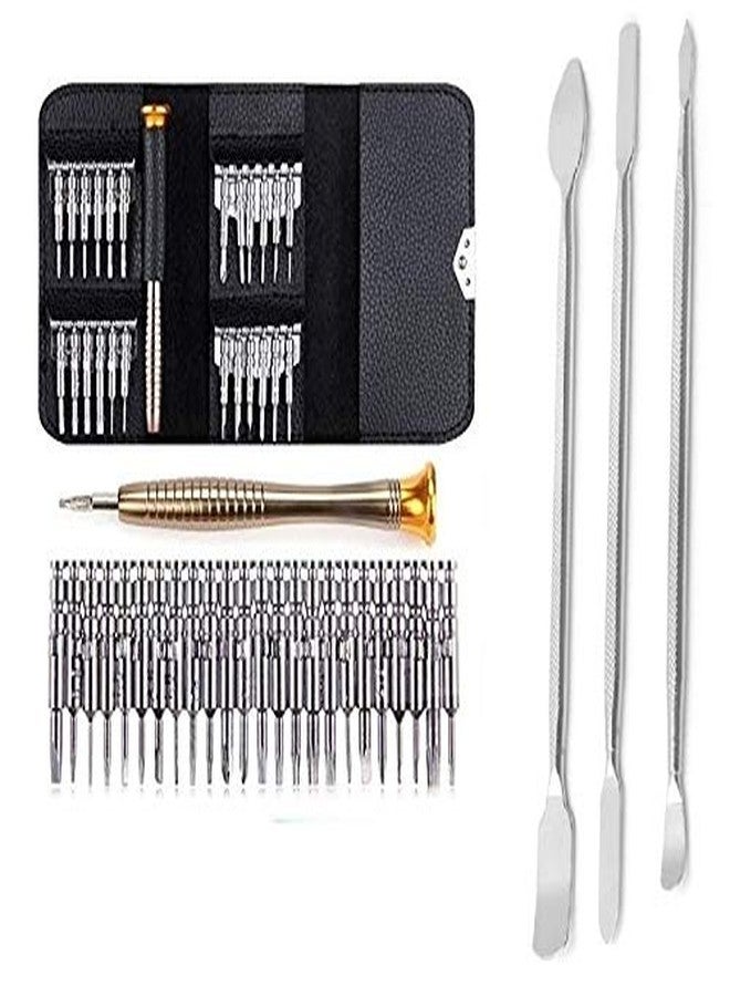 Wroughton 25 in 1 Precision Screwdriver Set Multi Pocket Repair Tool Kit with Black Leather Bag for Mobiles|Laptops|Electronics With Set of 3 Metal Openers for Mobile Phone and Gadget Repairing Supporting Tools - Image 1